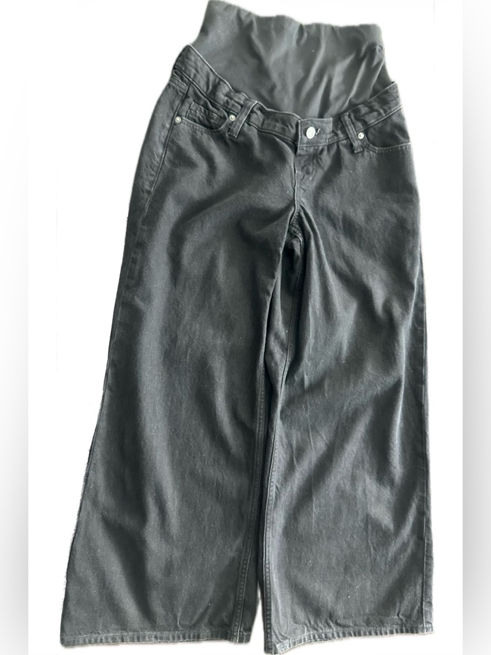 GAP women’s maternity Wide-Leg High Waist Jeans in Charcoal Gray.  Size 4.